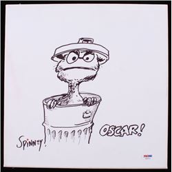 Caroll Spinney Signed 12x12 Canvas with Hand-Drawn Sketch Inscribed "Oscar" (PSA LOA)