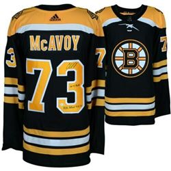 Charlie McAvoy Signed LE Boston Bruins Adidas Authentic Jersey Inscribed "14th Pick"  "NHL Debut 4-1
