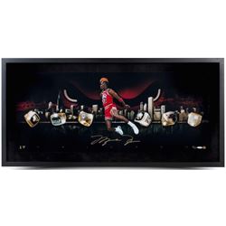 Michael Jordan Signed Chicago Bulls "City Of Rings" Limited Edition 15x30 Custom Framed Photo (UDA C