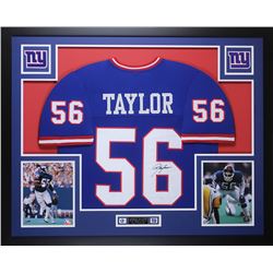 Lawrence Taylor Signed New York Giants 35x43 Custom Framed Jersey Display (JSA COA)