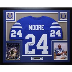 Lenny Moore Signed Indianapolis Colts 35x43 Custom Framed Jersey Display Inscribed "HOF 75" (JSA COA