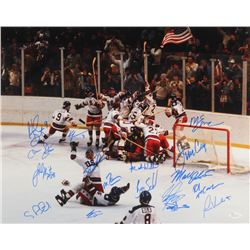 1980 Team USA "Miracle On Ice" 16x20 Photo Signed by (17) with Mike Eruzione, Jim Craig, Neal Broten