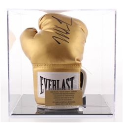 Mike Tyson Signed Golden Everlast Boxing Glove with Display Case (JSA COA)