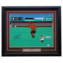 Mike Tyson Signed "Punch Out" 24x26 Custom Framed Photo Display with Nintendo NES Controller (JSA CO