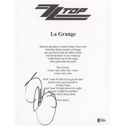 Billy Gibbons Signed "ZZ Top: La Grange" 8.5x11 Lyric Sheet (Beckett Hologram)