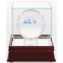 Magic Johnson Signed Lead Crystal Basketball with Display Case (PSA COA)
