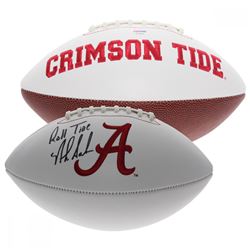 Nick Saban Signed Alabama Crimson Tide Logo Football Inscribed "Roll Tide" (PSA Hologram)