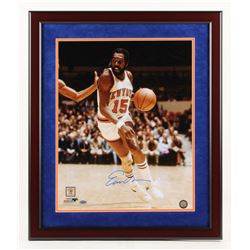 Earl Monroe Signed New York Knicks 22x26 Custom Framed Photo Display (Steiner COA)