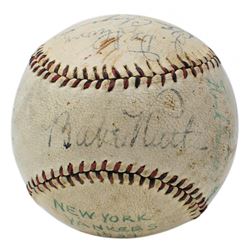 1934 New York Yankees Baseball Multi-Signed by (11) with Babe Ruth, Lou Gehrig, Jimmie DeShong, Ben 