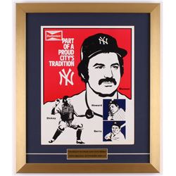 Vintage 1970's Budweiser 17x20 Custom Framed Stand-Up Counter Display with Thurman Munson  Yogi Berr
