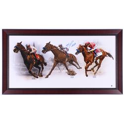 Mike Smith Signed 3 Race "Big Sig" 19.25x35.25 Custom Framed Collage Photo Display (Steiner Hologram