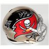 Image 1 : Warren Sapp Signed Tampa Bay Buccaneers Full-Size Chrome Speed Helmet with Multiple Inscriptions (JS