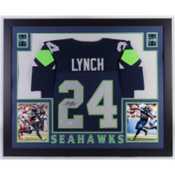 Marshawn Lynch Signed Seattle Seahawks 35x43 Custom Framed Jersey (Beckett COA)