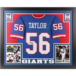 Lawrence Taylor Signed New York Giants 35x43 Custom Framed Jersey (JSA COA)