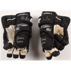 Dennis Seidenberg Signed Pair of Game-Used Hockey Gloves (Seidenberg COA)