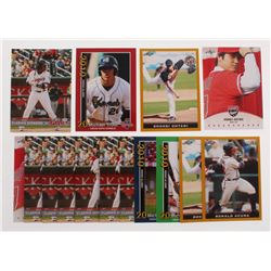 Lot of (15) Baseball Cards with Ronald Acuna, Mike Trout, Shohei Ohtani, Vladimir Guerrero Jr.