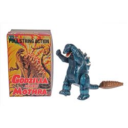Billiken GODZILLA/MOTHRA LARVA Boxed Tin "Pull String Action" Figure