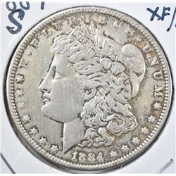 1884-S MORGAN DOLLAR, XF/AU