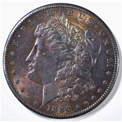 1886-S MORGAN DOLLAR CH BU RAINBOW COLOR!