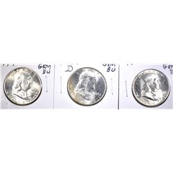 1948, 48-D & 49 GEM BU FRANKLIN HALF DOLLARS