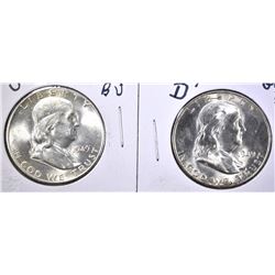 1949-D & 49-S GEM BU FRANKLIN HALF DOLLARS