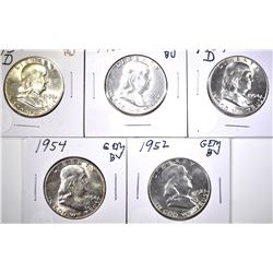GEM BU FRANKLIN HALF DOLLAR LOT: