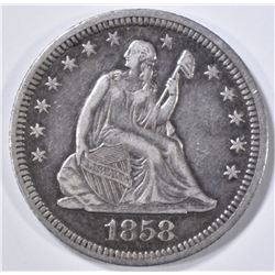 1858 SEATED LIBERTY QUARTER  XF/AU