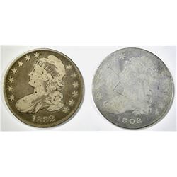 (2) CAPPED BUST HALF DOLLARS 1808