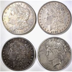 4 CIRCULATED SILVER DOLLARS