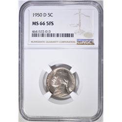 1950 D JEFFERSON NICKEL NGC MS-66 5FS