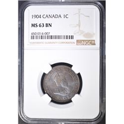 1904 ONE CENT CANADA  NGC MS-63 BN