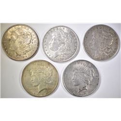 5-CIRC SILVER DOLLARS: