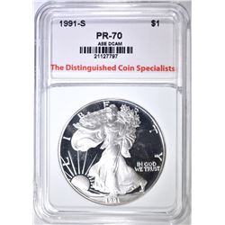 1991-S SILVER EAGLE, TDCS PERFECT GEM PROOF DCAM