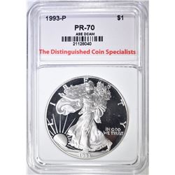 1993-P SILVER EAGLE, TDCS PERFECT GEM PROOF DCAM