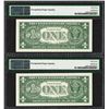 Image 2 : Lot of (2) Consecutive 1957A $1 Silver Certificate Notes PMG Superb Gem Unc. 67E