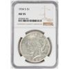 Image 1 : 1934-S $1 Peace Silver Dollar Coin NGC AU55