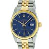 Image 2 : Rolex Mens Two Tone 14K Blue Index 36MM Datejust Wristwatch