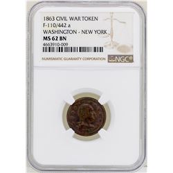 1863 Civil War Token Washington - New York NGC MS62BN