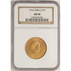 1916 Cuba 10 Pesos Gold Coin NGC AU58