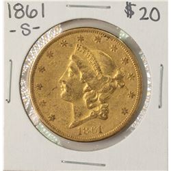 1861-S $20 Liberty Head Double Eagle Gold Coin