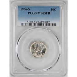 1936-S Mercury Dime Coin PCGS MS65FB