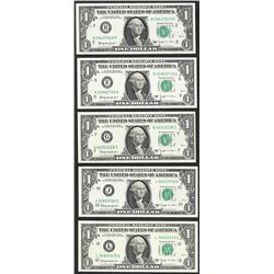 District Set of 1963B $1 Federal Reserve BARR Uncirculated Notes