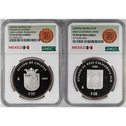 Lot of (2) 2005Mo Mexico Proof 10 Pesos Silver Coins NGC PF69 Ultra Cameo