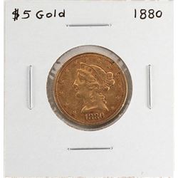 1880 $5 Liberty Head Half Eagle Gold Coin