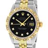 Image 1 : Rolex Mens Two Tone 14K Black Diamond Pyramid Bezel Datejust Wristwatch