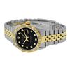 Image 4 : Rolex Mens Two Tone 14K Black Diamond Pyramid Bezel Datejust Wristwatch