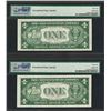 Image 2 : Lot of (2) Consecutive 1935C $1 Silver Certificate Notes PMG Gem Uncirculated 65