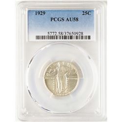 1929 Standing Liberty Quarter Coin PCGS AU58