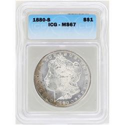 1880-S $1 Morgan Silver Dollar Coin ICG MS67