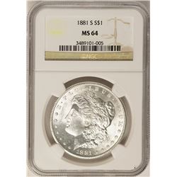 1881-S $1 Morgan Silver Dollar Coin NGC MS64